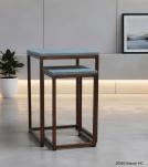 SET OF 2 WOOD & IRON NESTING SIDE TABLES