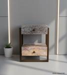 SOLID RECLAILMED TEAK WOOD & IRON END TABLE SIDE TABLE