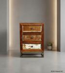 SOLID RECLAIMED TEAK WOOD END TABLE / NIGHTSTAND W/ 3 DRAWERS
