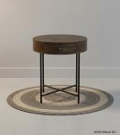 SOLID WOOD & IRON ROUND SIDE TABLE / OCCASIONAL TABLE