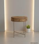 SOLID WOOD & IRON ROUND SIDE TABLE / OCCASIONAL TABLE
