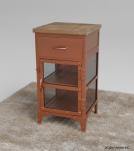SOLID IRON, GLASS & WOOD NIGHTSTAND END TABLE