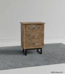 SOLID HAND CARVED WOOD 3 DRAWER NIGHTSTAND / END TABLE