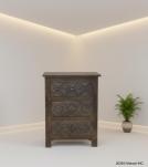 SOLID HAND CARVED WOOD NIGHTSTAND / END TABLE 3 DRAWERS