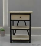 SOLID WOOD & IRON NIGHTSTAND / END TABLE
