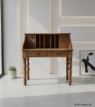 SOLID WOOD WRITING DESK TABLE W/ ATTACHED ORGANIZER