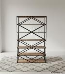 SOLID WOOD & IRON SHELVING UNIT BOOKCASE
