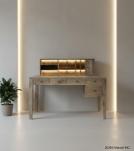 2 PIECE SOLID WOOD DESK W/ 5 DRAWERS + ORGANIZER