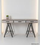 SOLID WOOD 3 DRAWER DESK W/ IRON BASE