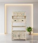SOLID RECLAIMED TEAK WOOD CABINET WITH DOORS, SHELVES & DISPLAY