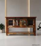 SOLID RECLAIMED TEAK WOOD SIDEBOARD W/ SLIDING DOORS & BOTTOM SHELF