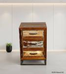SOLID RECLAIMED TEAK WOOD 3 DRAWER END TABLE NIGHTSTAND