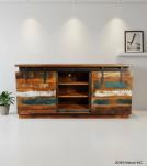 SOLID RECLAIMED TEAK WOOD SIDEBOARD W/ SLIDING DOORS