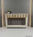 SOLID RECLAIMED TEAK WOOD & BRASS FITTED CONSOLE
