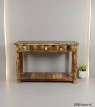 SOLID RECLAIMED TEAK WOOD &  BRASS FITTED CONSOLE