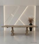 SOLID WOOD PEDESTAL TRESTLE TABLE W / EXTENSIONS