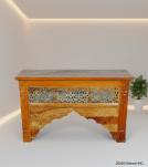 HAND CARVED SOLID RECLAIMED TEAK WOOD CONSOLE