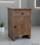 SOLID HAND CARVED WOOD NIGHTSTAND / END TABLE