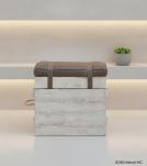 SOLID WOOD & LEATHER STOOL 
