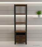 IRON & WOOD BOOKSHELF W/ DRAWERS