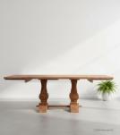 SOLID WOOD PEDESTAL EXTENSION DINING TABLE