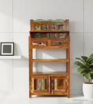 SOLID RECLAIMED TEAK WOOD CABINET WITH DOORS, SHELVES & DISPLAY