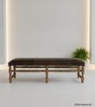 SOLID WOOD & UPHOLSTERED LEATHER BENCH
