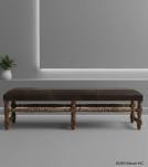 SOLID WOOD & UPHOLSTERED LEATHER BENCH
