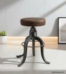 ADJUSTABLE HEIGHT IRON & LEATHER STOOL