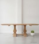 SOLID WOOD PEDESTAL EXTENSION DINING TABLE