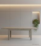 EXTENDABLE SOLID WOOD DINING TABLE W/ SELF-STORING EXTENSIONS