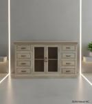 SOLID WOOD 8 DRAWERS 2 GLASS DOORS SIDEBOARD