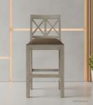 SOLID WOOD COUNTER STOOL W/ FULL HIDE LEATHER SEAT