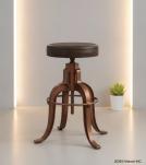 ADJUSTABLE HEIGHT IRON & LEATHER STOOL