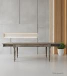 EXTENDABLE SOLID WOOD DINING TABLE W/ SELF-STORING EXTENSIONS