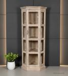 RECLAIMED TEAK WOOD & GLASS CORNER DISPLAY CABINET