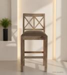 SOLID WOOD COUNTER STOOL W/ FULL HIDE LEATHER SEAT