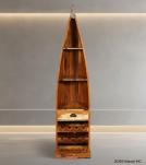 RECLAIMED WOOD BOAT NAUTICAL WINE RACK BOOKCASE W/ SHELVES
