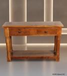 SOLID RECLAIMED TEAK WOOD CONSOLE WITH 2 DRAWERS & SHELF