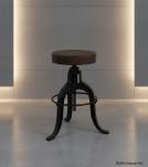 ADJUSTABLE HEIGHT IRON & LEATHER STOOL