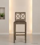 SOLID WOOD BAR STOOL W/ FULL HIDE LEATHER SEAT