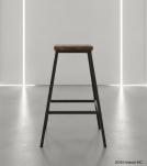 RECLAIMED WOOD AND IRON COUNTER STOOL