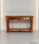 SOLID RECLAIMED TEAK WOOD CONSOLE WITH 2 DRAWERS & SHELF