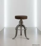 ADJUSTABLE HEIGHT IRON & LEATHER STOOL