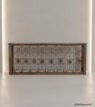 RECLAIMED DECORATIVE IRON CONSOLE TABLE W/ RECLAIMED WOOD TOP & SIDES - STUNNING!