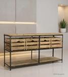 SOLID WOOD & IRON CONSOLE W/ BASKETS