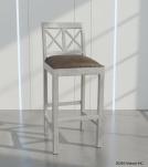 SOLID WOOD BAR STOOL W/ FULL HIDE LEATHER SEAT