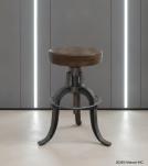 ADJUSTABLE HEIGHT IRON & LEATHER STOOL