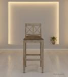 SOLID WOOD BAR STOOL W/ FULL HIDE LEATHER SEAT
