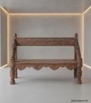 RECLAIMED CARVED TEAK WOOD BENCH